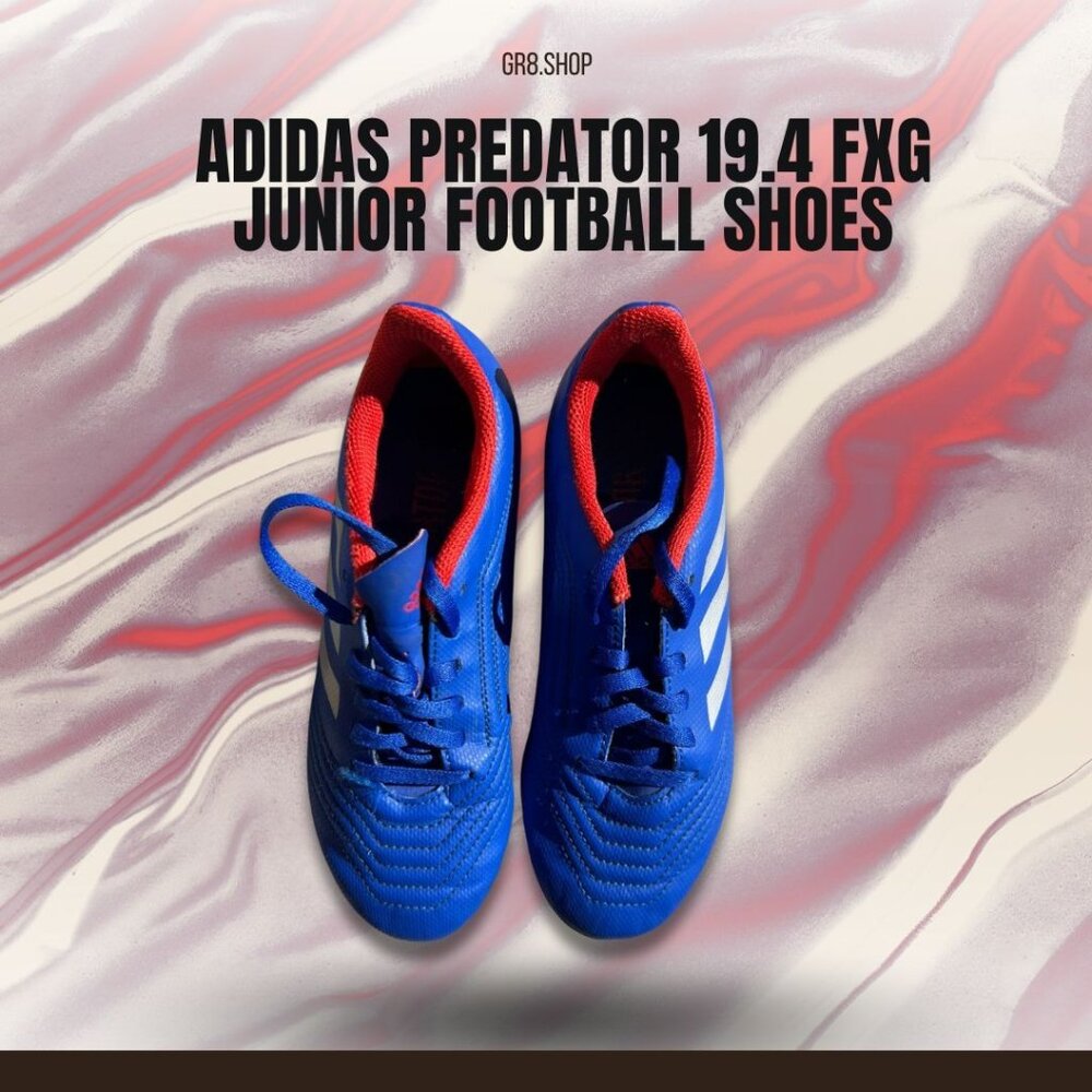 Adidas Predator 19.4 FXG Junior Football Shoes Sz 2 Blue/Red Lightweight